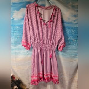 Made With Love Boho Fringe Mini Dress Size‎ Large